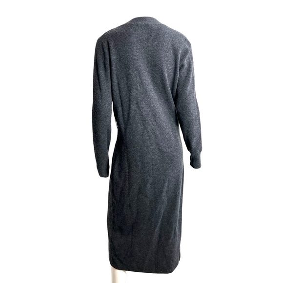 Sandro Paris Knit Long Dress 40 Large Sweater Button Down Pearl Wool Cashmere - Picture 4 of 10